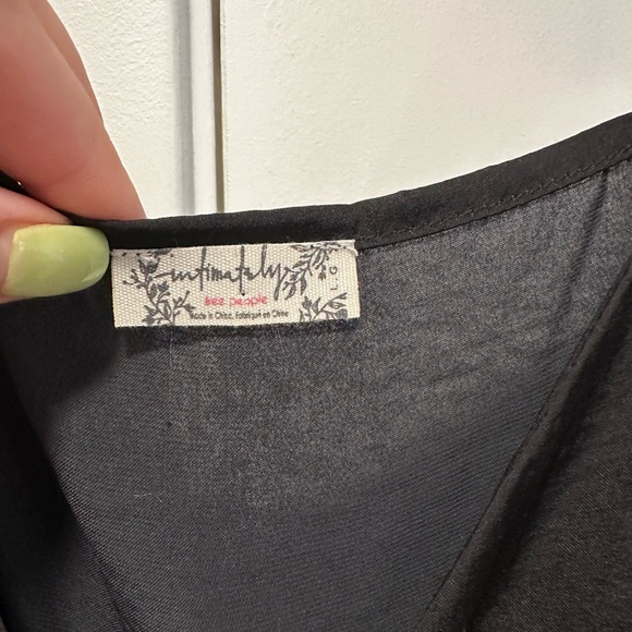 Free People Intimately Black satin wrap dress - Picture 2 of 4